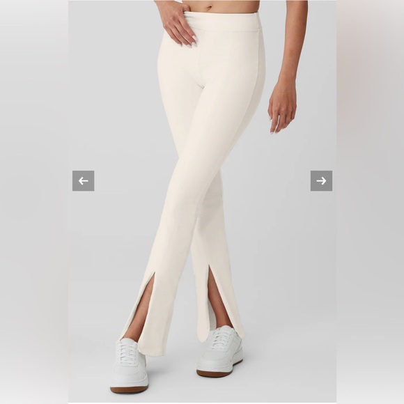 ALO Yoga Pants - Alo - Airbrush High-Waist Flutter Legging, Medium, Ivory
